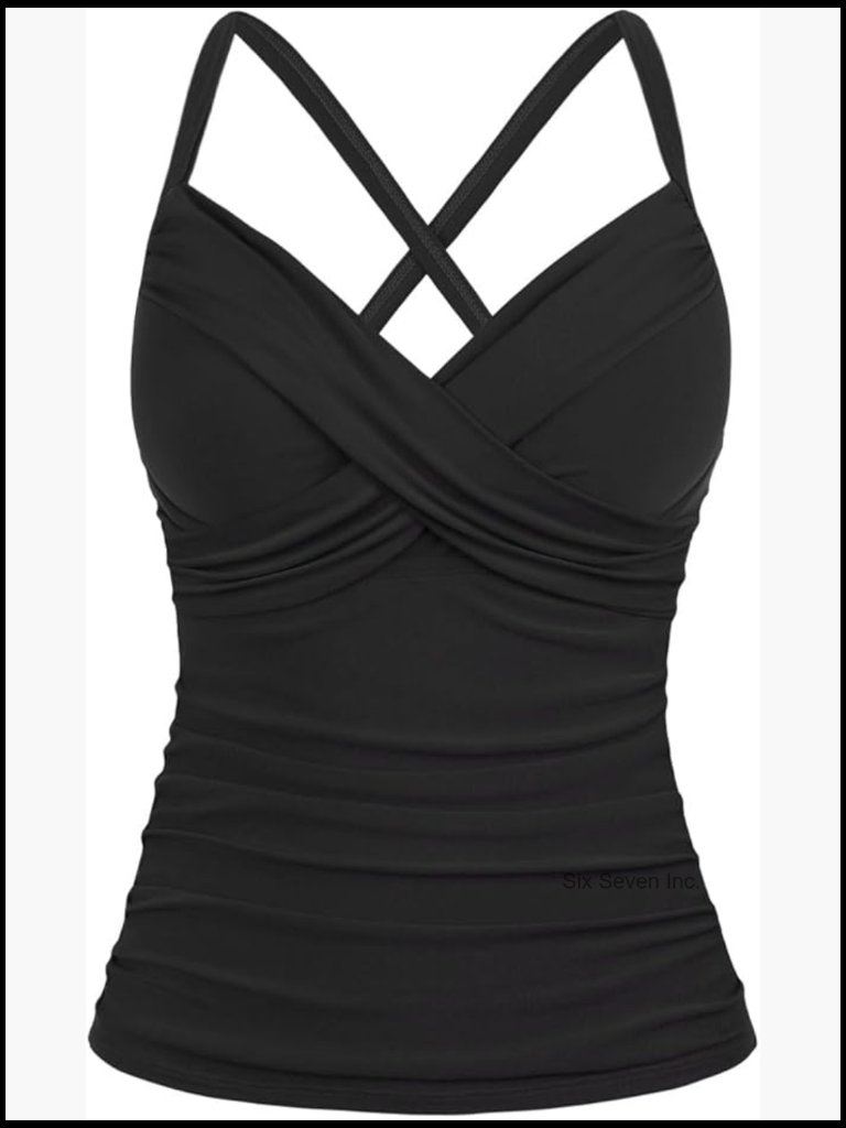 Women's Underwire Tankini Top Twist V Neck Tummy Control Swim Top Only